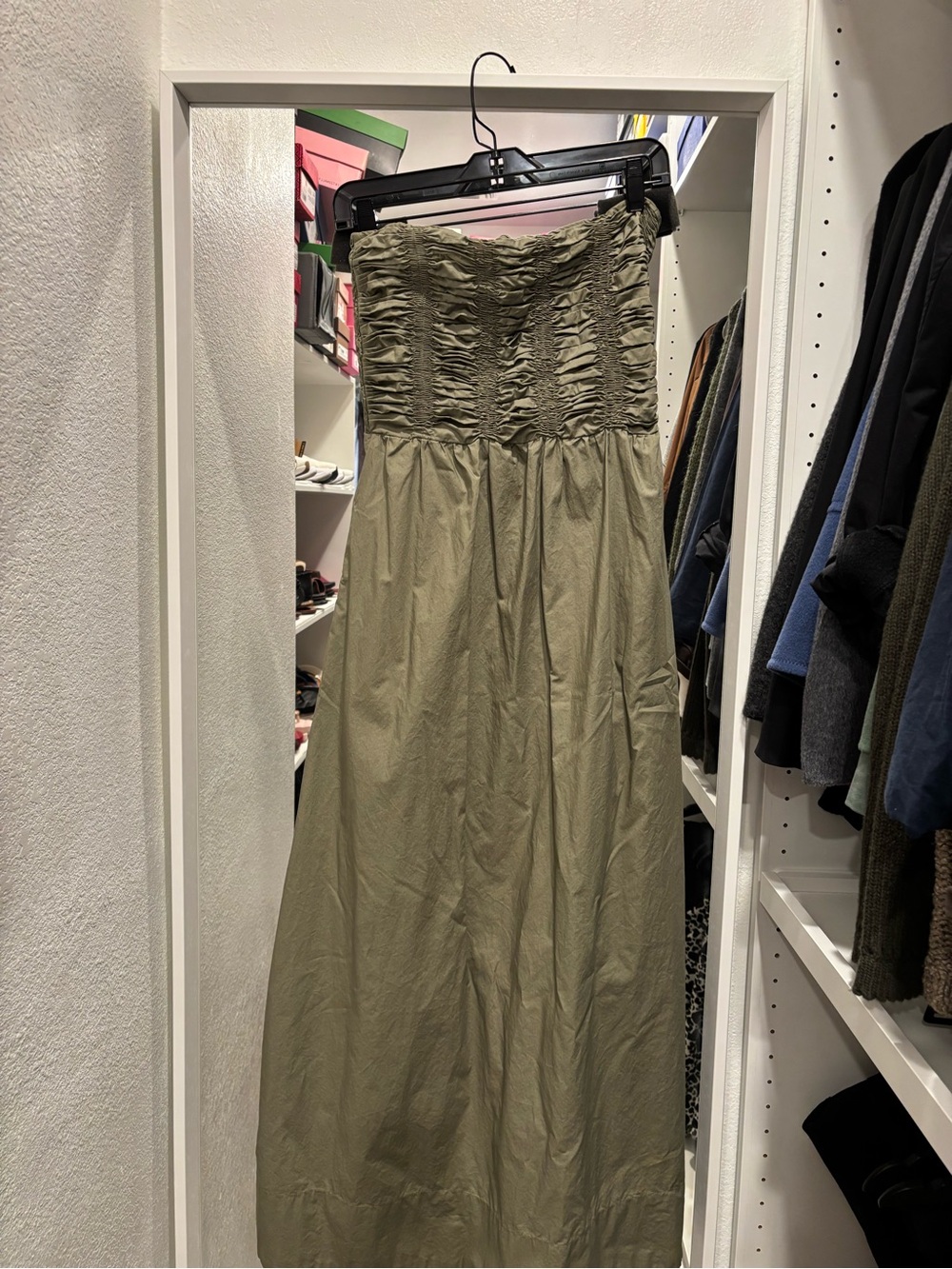 Faithfull The Brand Olive Strapless Smocked Maxi Dress- Dominguez - barely worn